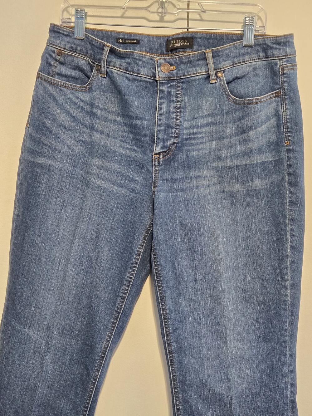 Talbots Petite Straight Leg Jeans Size 14P Medium Wash Stretch Classic Denim - Picture 2 of 7